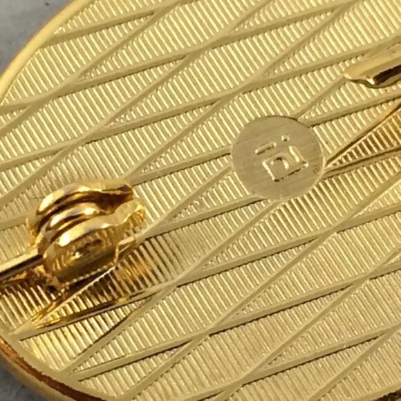 Vtg Toledoware Faux Damascene Oval Brooch Pin Arabesque Flower Goldtone Black - Picture 8 of 12